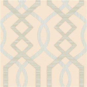 Dundee Deco Falkirk Ophia Wallpaper Roll - Abstract Trellis - Silver and Beige