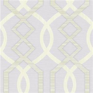 Dundee Deco Falkirk Ophia Wallpaper Roll - Abstract Trellis - Beige and Lavender