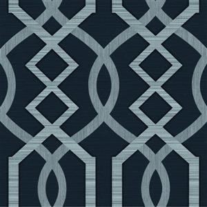 Dundee Deco Falkirk Ophia Wallpaper Roll - Abstract Trellis - Silver and Dark Grey