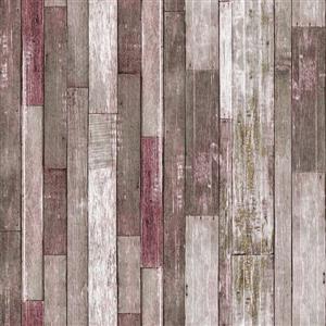 Dundee Deco Falkirk Ophia Wallpaper Roll - Retro Planks - Grey and Magenta