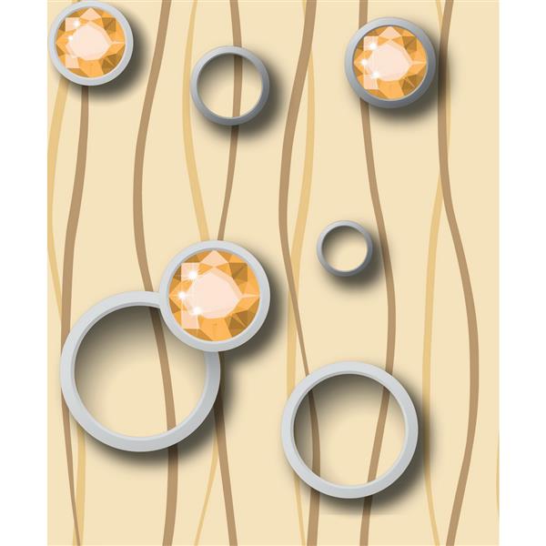 Dundee Deco Falkirk Ophia Wallpaper Roll - Circle Crystal - Yellow and Tan