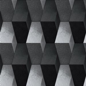 Dundee Deco Falkirk Ophia Wallpaper Roll - Blocks - Black and Silver