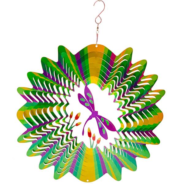 Dundee Deco Falkirk Wind Spinner - Dragonfly - Green and Purple | RONA