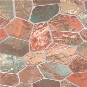 Dundee Deco Falkirk Ophia Wallpaper Roll - Stone - Light Red