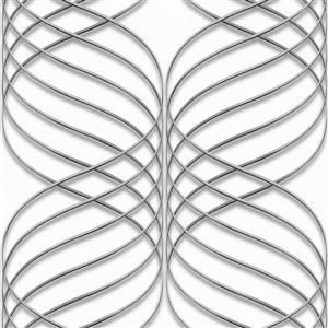 Dundee Deco Falkirk Ophia Wallpaper Roll - Abstract Trellis - Silver and White