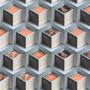 Dundee Deco Falkirk Ophia Wallpaper Roll - Cubes - Bronze and Grey