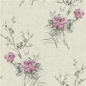 Dundee Deco Falkirk Ophia Wallpaper Roll - Flowers - Pink and Beige