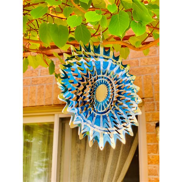 Dundee Deco Falkirk Wind Spinner - Spiral Nova Splash - Blue