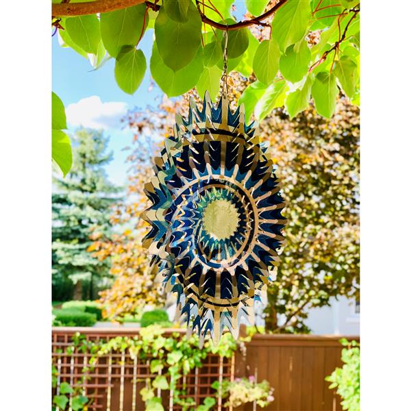 Dundee Deco Falkirk Wind Spinner - Spiral Nova Splash - Blue