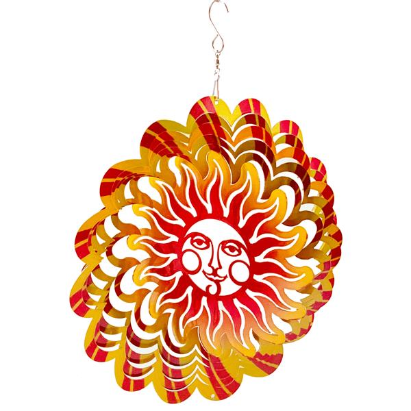 Dundee Deco Falkirk Wind Spinner - Flaming Smiling Sun - Yellow and Red ...