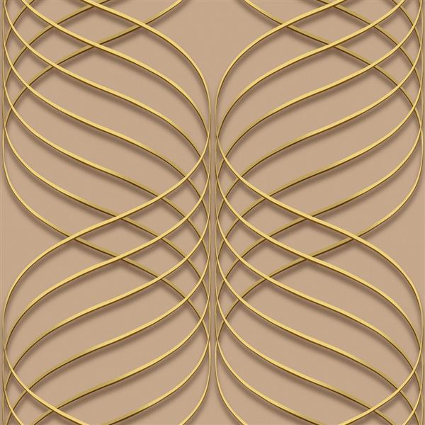 Dundee Deco Falkirk Ophia Wallpaper Roll - Abstract Trellis - Gold and Beige