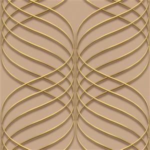 Dundee Deco Falkirk Ophia Wallpaper Roll - Abstract Trellis - Gold and Beige