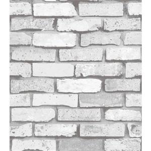 Dundee Deco Falkirk Ophia Wallpaper Roll - Bricks - Light Grey and White