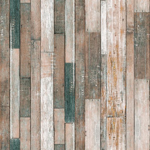 Dundee Deco Falkirk Ophia Wallpaper Roll - Retro Planks - Brown and ...