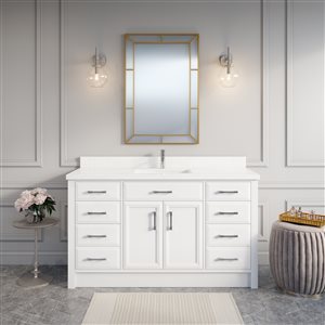 Spa Bathe Calumet Vanity and Sink - 60-in. - Quartz Top - White
