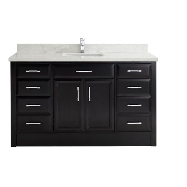 Spa Bathe Calumet 60-in Espresso Single Sink Bathroom Vanity with White ...