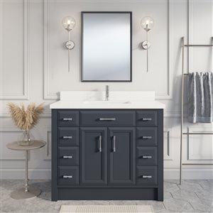 Spa Bathe Calumet Vanity and Sink - 42-in. - Quartz Top - Pepper Grey