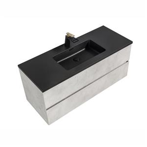 Meuble-lavabo simple gris Sadie de GEF de 48 po avec comptoir en quartz