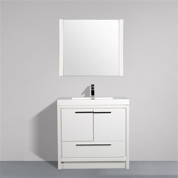 GEF Ember Bathroom Vanity with Mirror - Acrylic Top - 36-in - White