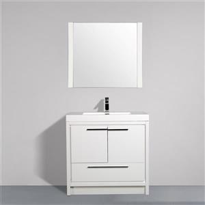 GEF Ember Bathroom Vanity with Mirror - Acrylic Top - 36-in - White