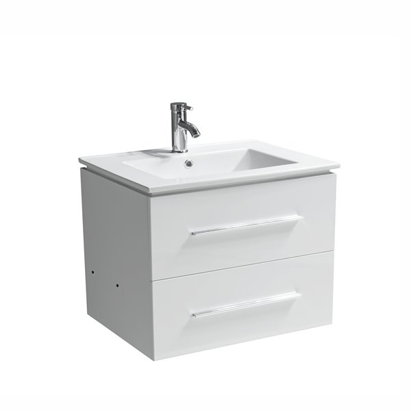 GEF Hadley 30-in White Single Bathroom Vanity with White Porcelain Top