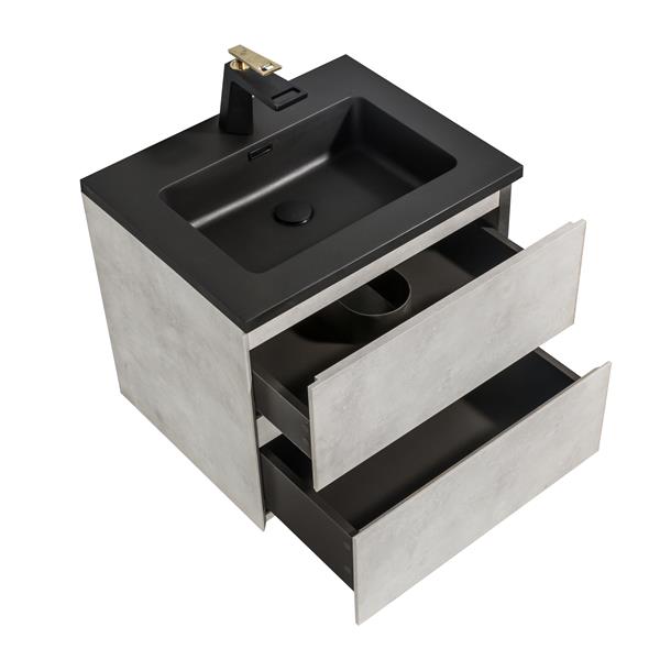 GEF Sadie 24-in Single Grey Bathroom Vanity with Black Engineered Quartz Top