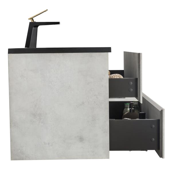 GEF Sadie 24-in Single Grey Bathroom Vanity with Black Engineered Quartz Top