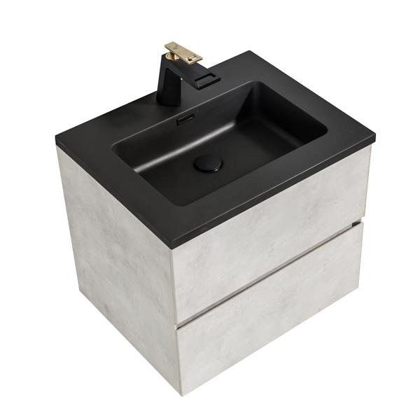 GEF Sadie 24-in Single Grey Bathroom Vanity with Black Engineered Quartz Top