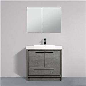 GEF Ember 36-in Grey Single Sink Bathroom Vanity with White Acrylic Top (Medicine Cabinet Included)