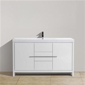 GEF Ember 60-in White/White Acrylic Top Single Sink Bathroom Vanity