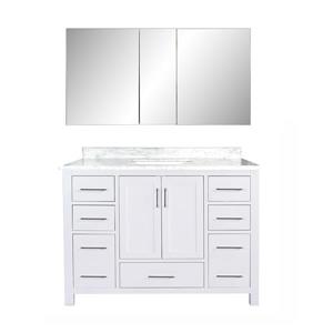 GEF Willow Bathroom Vanity with Medicine Cabinet - Natural marble Top - 48-in - White