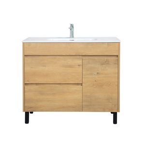 Meuble-lavabo simple Ava de GEF, comptoir en porcelaine, 40 po, brun