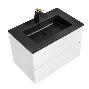 GEF Sadie 30-in White Single Sink Bathroom Vanity with Black Engineered Quartz Top