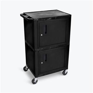 Luxor Tuffy AV Cart - Double Cabinet - 42-in High - Black