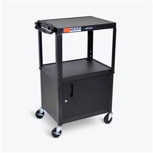 Luxor Adjustable-Height Steel AV Cart - Cabinet - Black