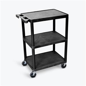Luxor 3 shelf utility cart -  24-in x 18-in -  Black