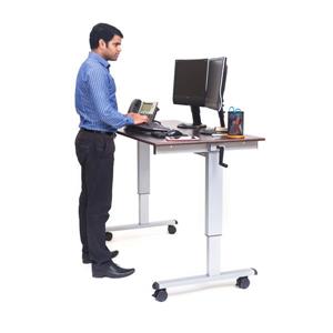 Luxor 60-in High-Speed Crank Adjustable Stand Up Desk - Gray