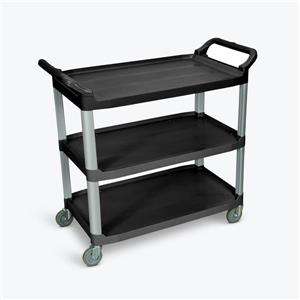 Luxor 3-Shelf Black Large Serving Cart