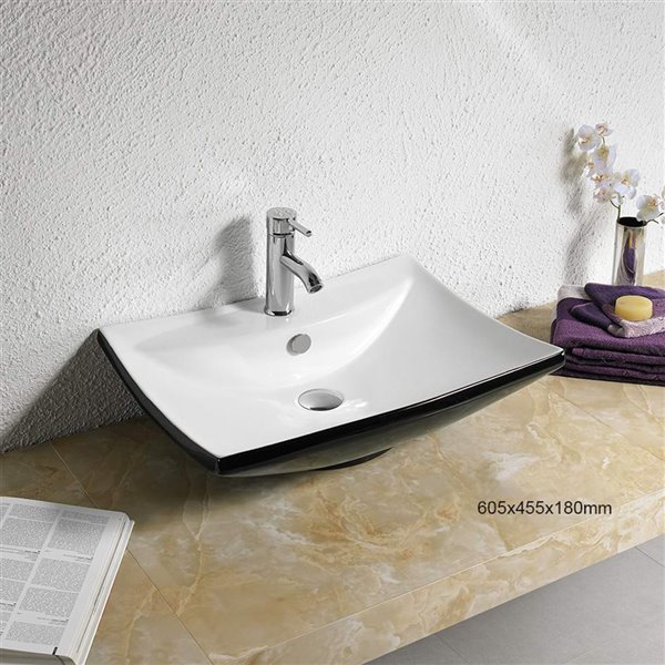 American Imaginations Vessel Sink - 23.8-in - Black/White