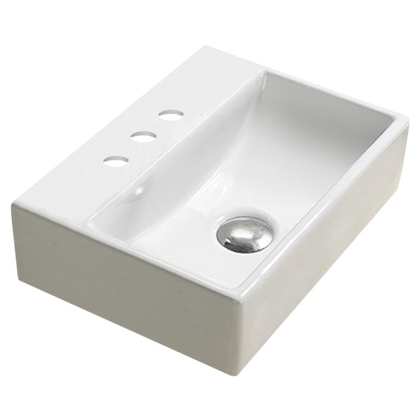 Lavabo rectangulaire murale de American Imaginations, 15,7 po, blanc AI