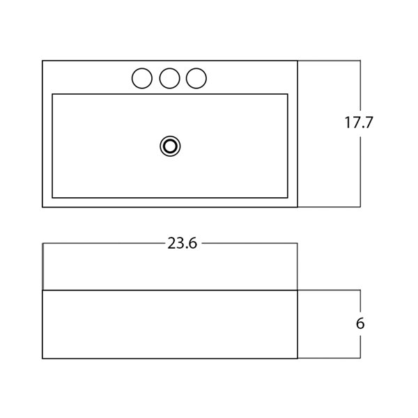 American Imaginations Rectangular Vessel Sink - 23.6-in - White