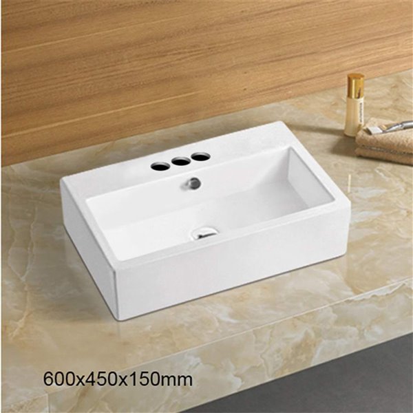 American Imaginations Rectangular Vessel Sink - 23.6-in - White