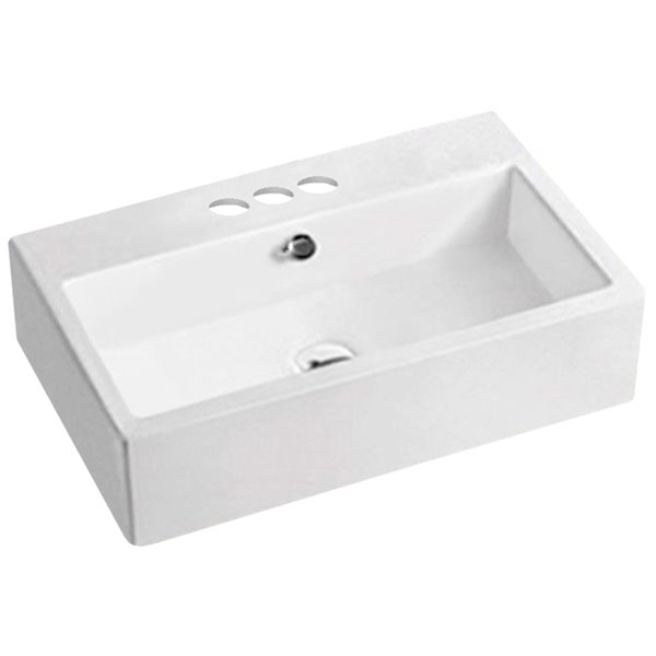 American Imaginations Rectangular Vessel Sink - 23.6-in - White