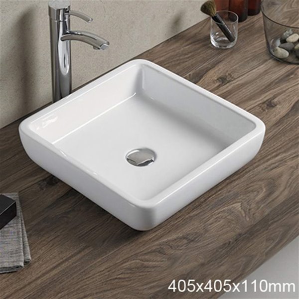 American Imaginations Vessel Square Sink - 15.9-in - White