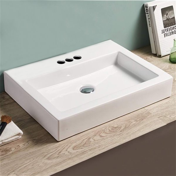 American Imaginations Rectangular Vessel Sink - 24-in - White