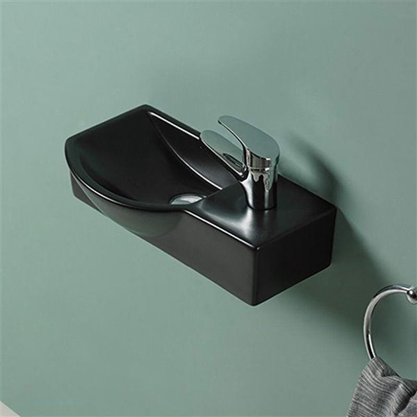 American Imaginations Wall-Mount Sink - 14.7-in - Matt Black