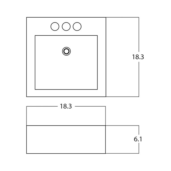 American Imaginations Vessel Square Sink - 18.3-in - White