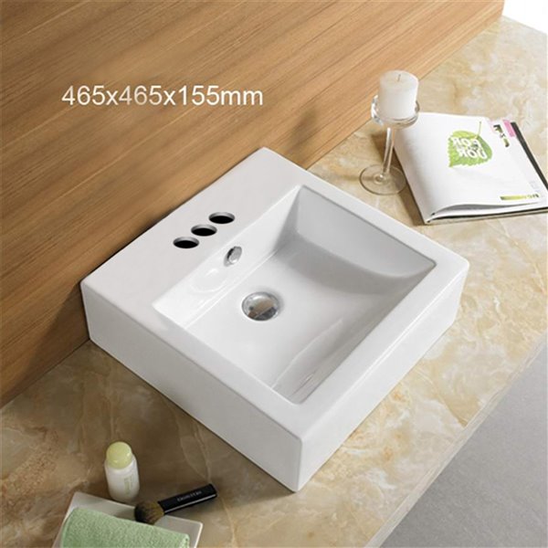 American Imaginations Vessel Square Sink - 18.3-in - White