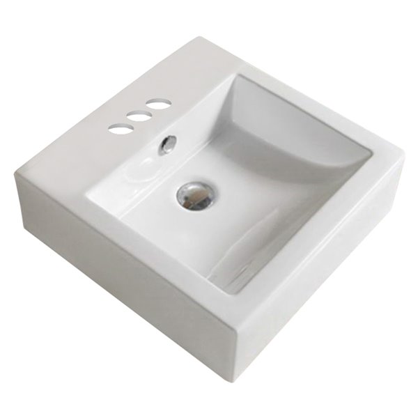 American Imaginations Vessel Square Sink - 18.3-in - White
