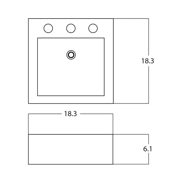 American Imaginations Bathroom Sink - 18.3-in - White